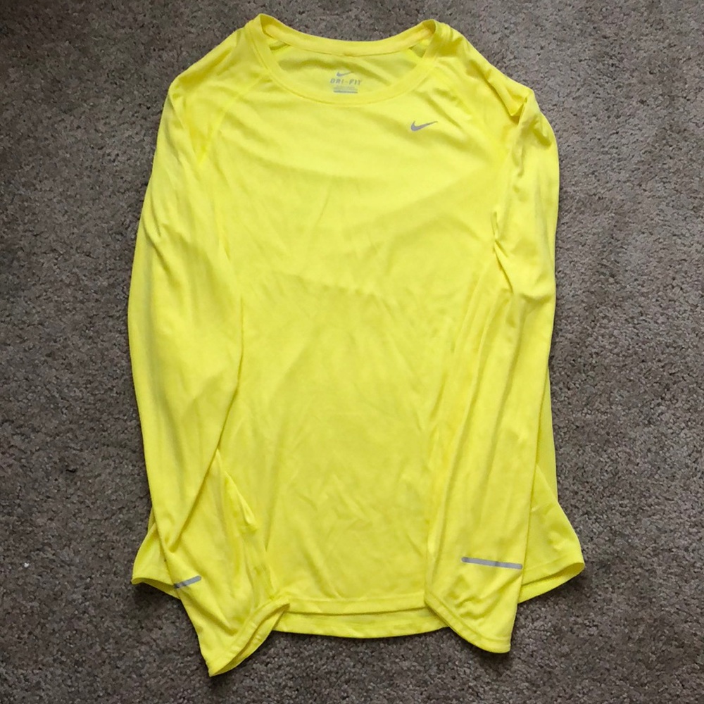 Yellow Nike dri-fit running shirt